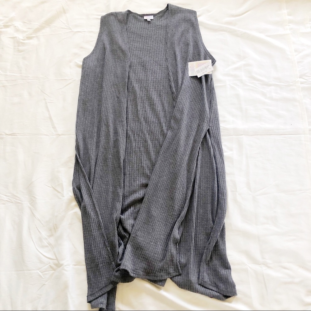 Lularoe Joy  Waffle Print Cardigan Gray